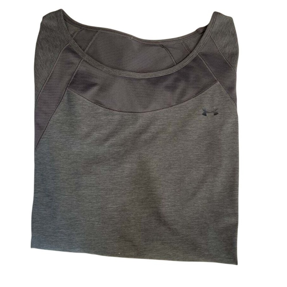 Under Armour Women's Gray Heather Long Sleeve Shirt Size L Mesh‎ Detail - Picture 9 of 10